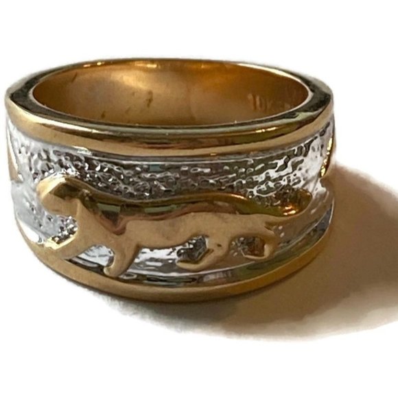 RSC Jewelry 2 Tone Signed Rsc 8k Ge Prowling Panther 7 Ring Vintage
